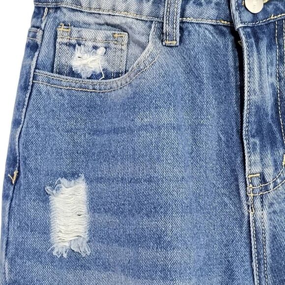 Shein Cut Out Destroyed Distressed Mom Jeans High Rise Sz 2 - Picture 7 of 9